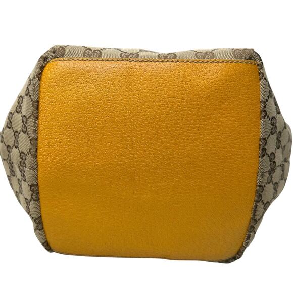 Gucci GG Canvas Web Sherry Line Tote Bag - Yellow & Brown Handle - Picture 9 of 16